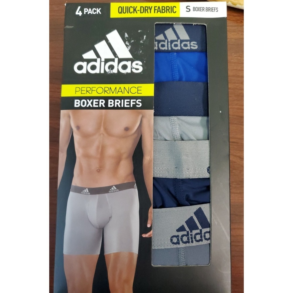 Adidas Mens Performance Boxer Briefs 4 Pack Men Small Quick Dry 5" Inseam NEW